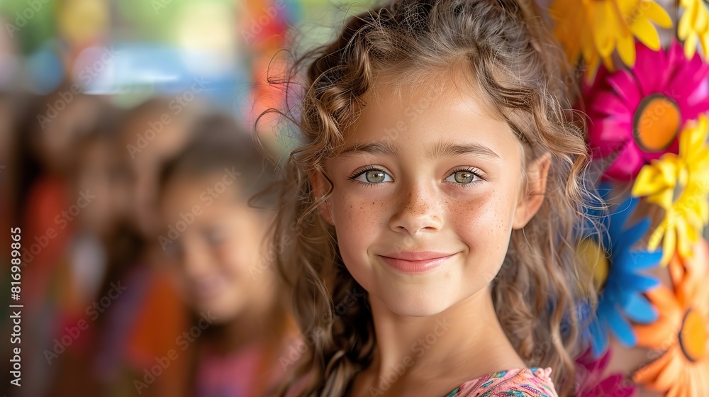 Fototapeta premium school celebrating its diversity and inclusion, showcasing a multicultural student body and welcoming atmosphere.illustration image