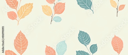 Delicate pastel leaves and branches seamless pattern. Floral ornament. Cute vector illustration.