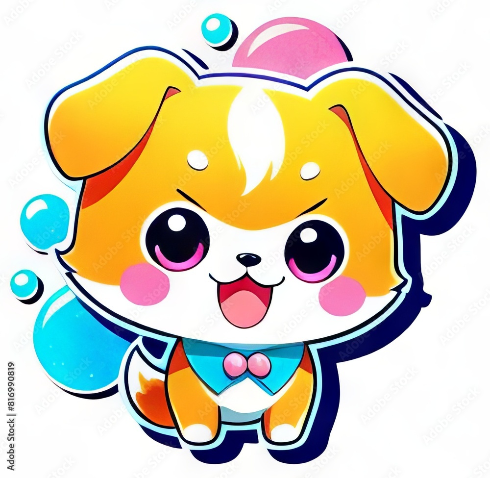 Isolated sticker of a cute drawn puppy. Cartoon image for your design. Isolated sticker of a cute drawn puppy. Cartoon image for your design.