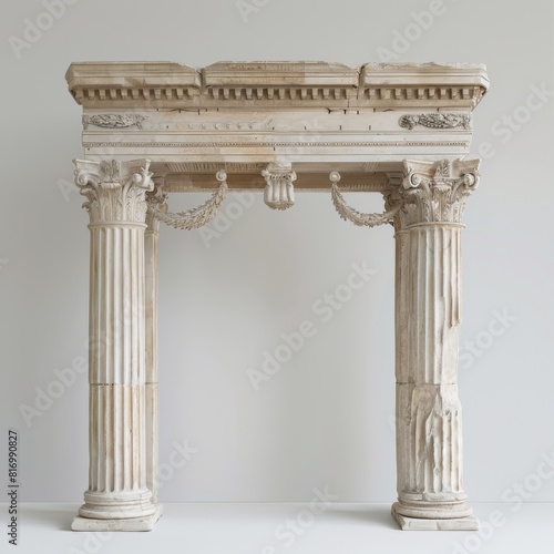 Ancient Roman altar with ornate Corinthian columns and detailed carvings