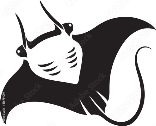 Manta Ray silhouette vector illustration on white background.