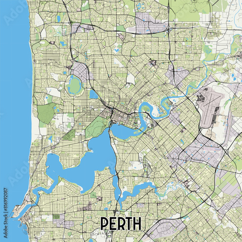 Perth, Australia map poster art
