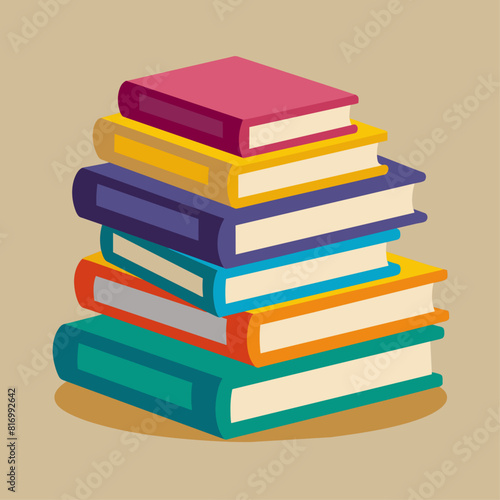 "Stack of colorful books on a white background. Education and learning concept. Design for posters, banners, print.