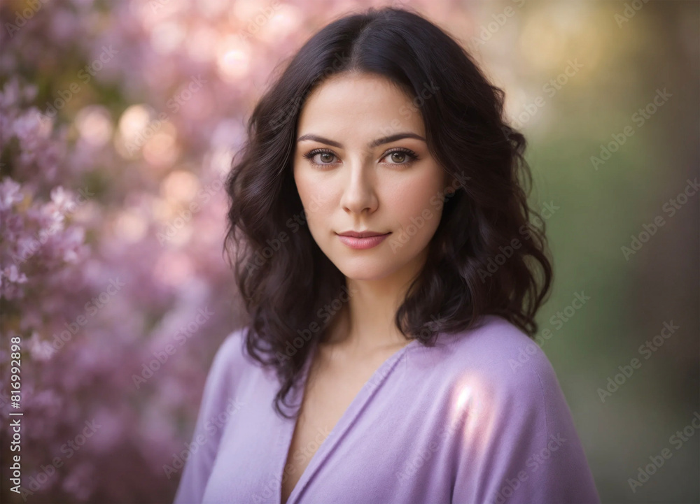 Woman portrait in nature - lavender - AI generated Woman portrait in nature - lavender - AI generated