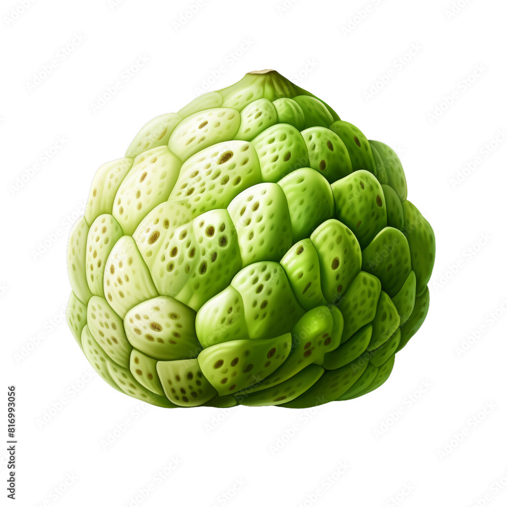 Fototapeta premium Highly detailed illustration of a green Osage orange with a textured surface, , png , transparent