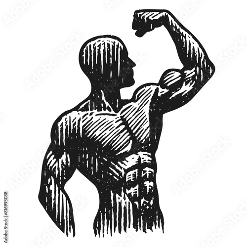 strong man with muscles silhouette illustration
