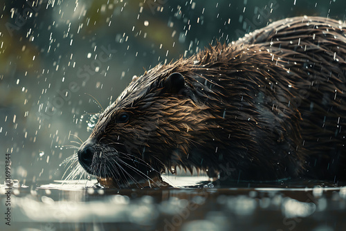 Various wildlife animals thriving amidst gentle rain, capturing the beauty and resilience of nature. © River Girl