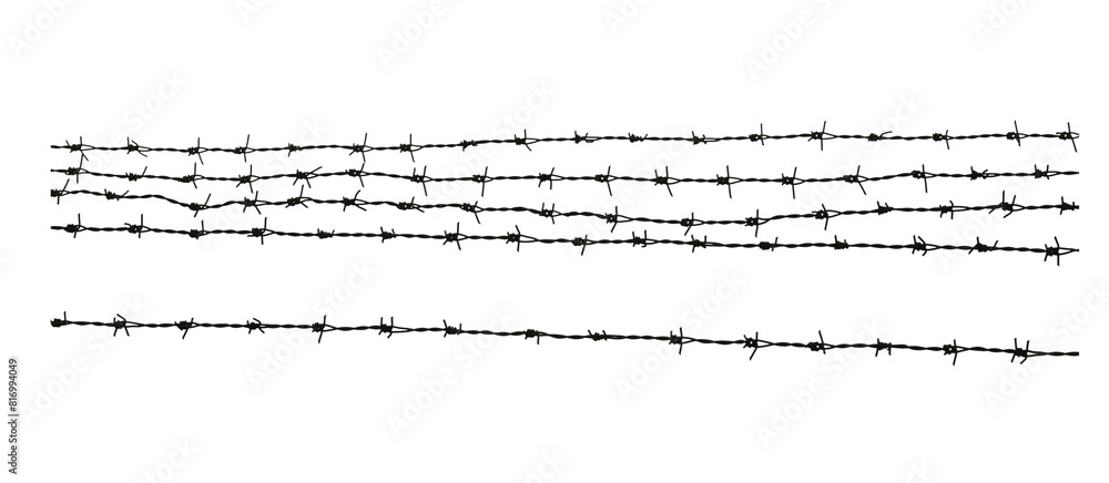 Barbed wire. Fence with barbed wire on transparent png Barbed wire. Fence with barbed wire on transparent png