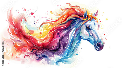 watercolor art of textured colorful horse painting abstract background printing on fabric or paper, poster or wallpaper, house decoration