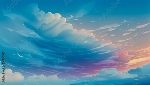 High quality Blue gradient colored sky illustration background