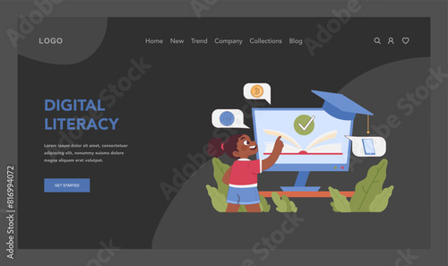 Digital literacy concept. Flat vector illustration
