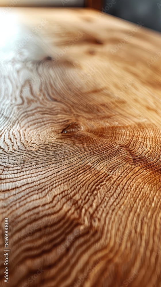 Close-up of a wooden table made of natural wood with cracks and knots. Close-up of a wooden table made of natural wood with cracks and knots.