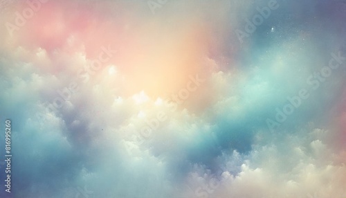 Dreamy Pastel Sky with Soft Clouds, Abstract Background © Skyfe