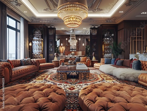 MoroccanInspired Luxury Living Area Radiating Art Deco Elegance photo