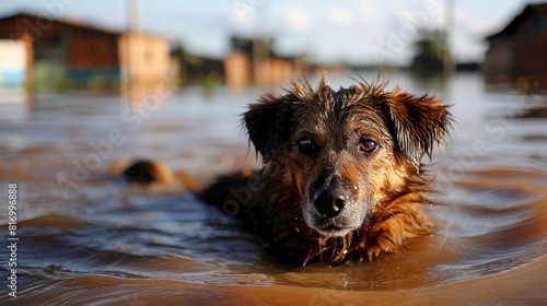 Dog trapped in floodwaters, Rio Grande do Sul, Brazil: a poignant survival scene photo