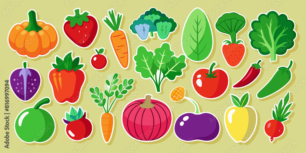 Fototapeta premium Vegetables Sticker Set
