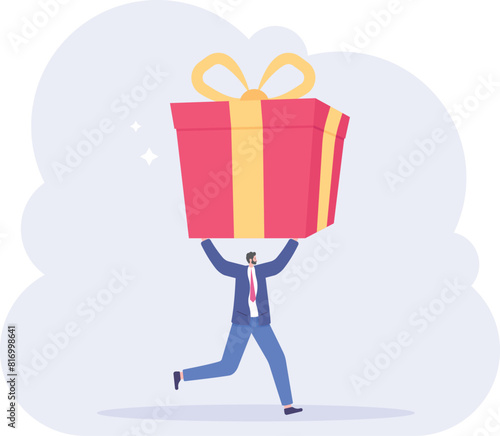 loyalty programs. self rewards. a loyal customer who gets an award or prize. a man get a big gift. happy customer. illustration concept design. graphic element

