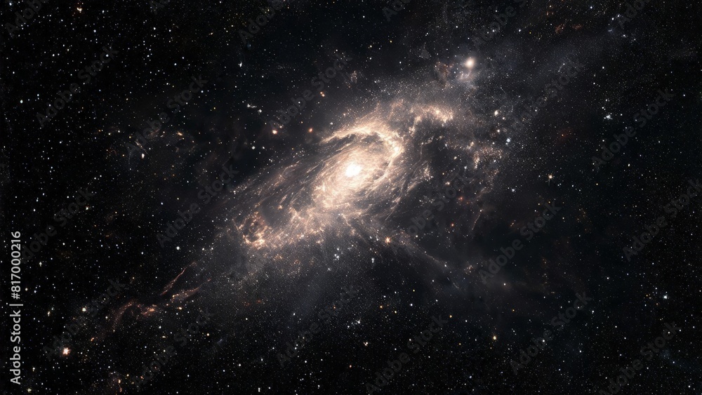 Fototapeta premium A captivating view of a galaxy, teeming with stars and cosmic dust, set against the boundless backdrop of space.