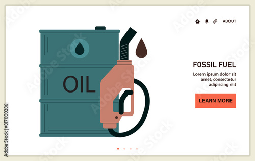Fossil fuel. Oil industry, fossil resources extraction. Fuel dispenser