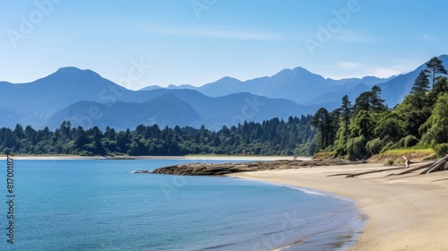 Mountain range, water body, and beach view photo