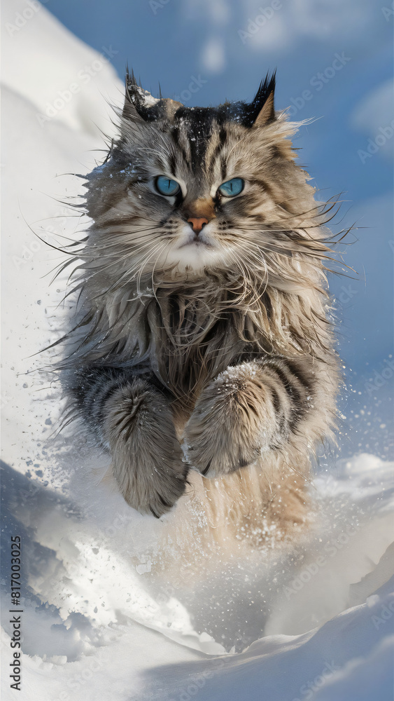 a cat running through the snow snapshot a cat running through the snow snapshot