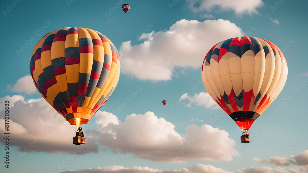 Colorful balloon flying in the sky, Generative AI Colorful balloon flying in the sky, Generative AI