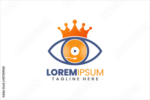 100520244-17.epsModern Flat Unique king music eyes logo template and Minimalist song king logo template design