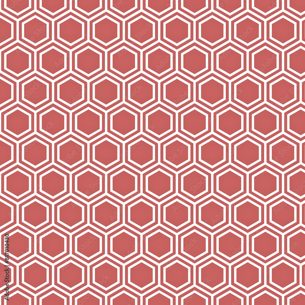 Vertical Hexagonal Geometric Design Print Wallpaper, Moderate Red, White Line Vertical Hexagonal Geometric Design Print Wallpaper, Moderate Red, White Line