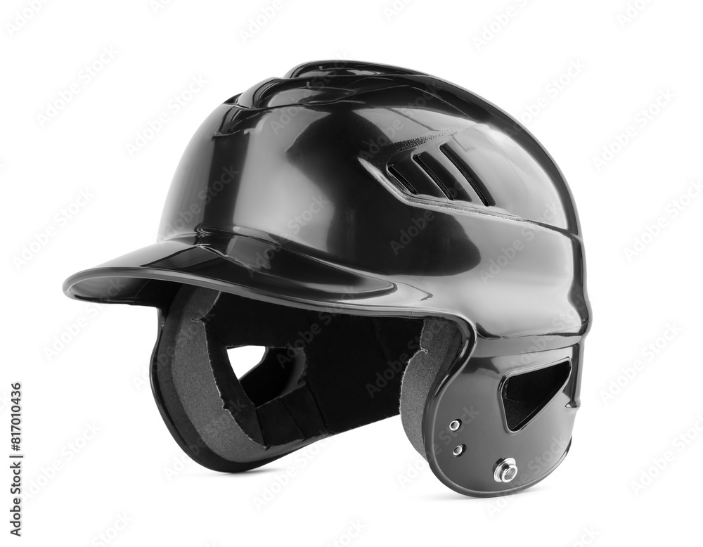 Black protective helmet isolated on white. Sports equipment