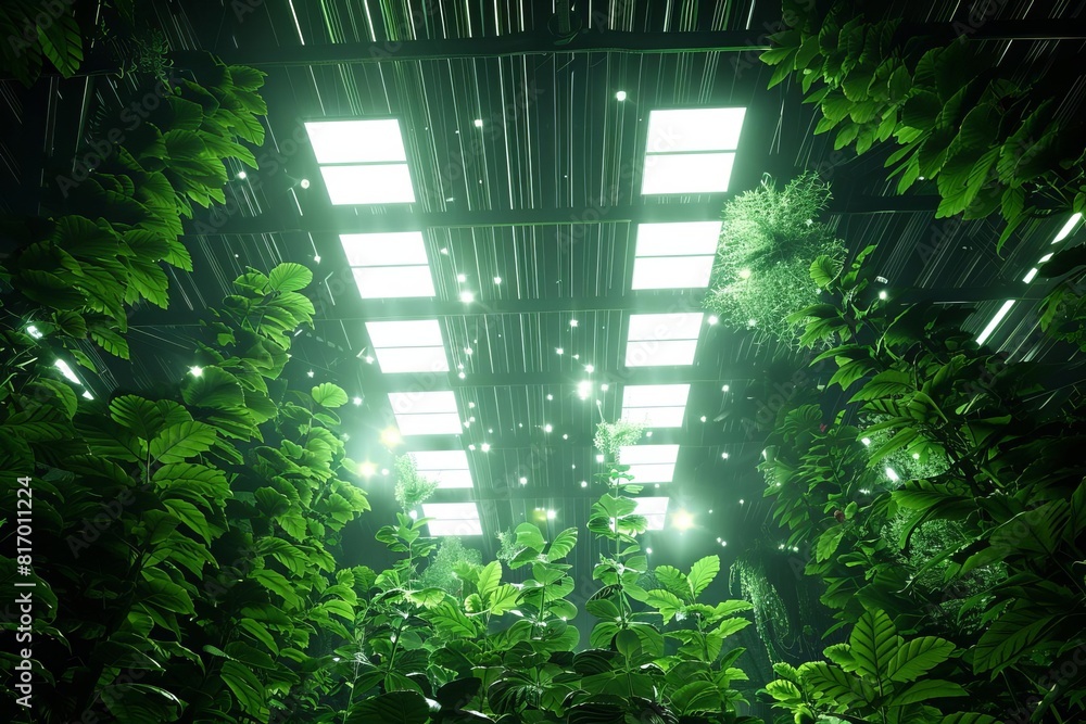 LED lighting solutions top view, energyefficient lighting for indoor farming, essential for plant growth, futuristic tone, vivid LED lighting solutions top view, energyefficient lighting for indoor farming, essential for plant growth, futuristic tone, vivid