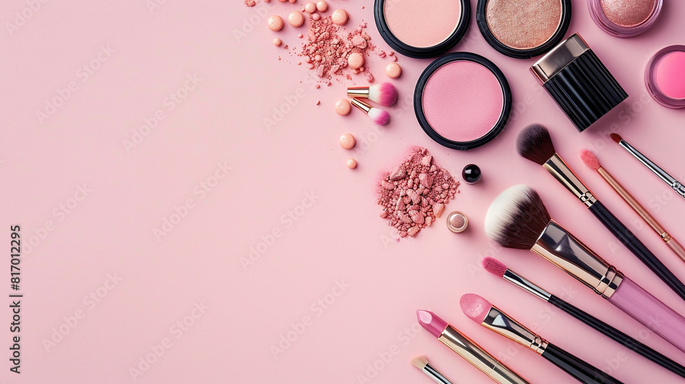 makeup brush and cosmetic products on border of a pink background , card for cosmetics ,Modern fashionable design. Good for cover, invitation, placard, brochure, poster, card, flyer and other. makeup brush and cosmetic products on border of a pink background , card for cosmetics ,Modern fashionable design. Good for cover, invitation, placard, brochure, poster, card, flyer and other.