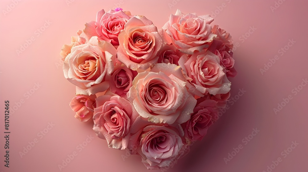 Delicate Pink Rose Heart Arrangement for Romantic Delicate Pink Rose Heart Arrangement for Romantic