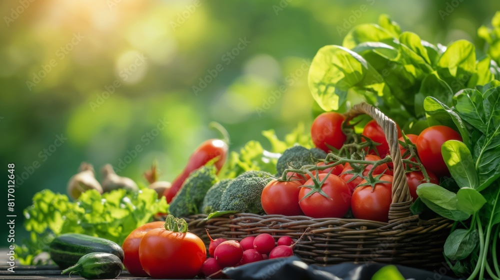 Fresh Organic Vegetables in a Basket in a Sunny Garden Morning Fresh Organic Vegetables in a Basket in a Sunny Garden Morning