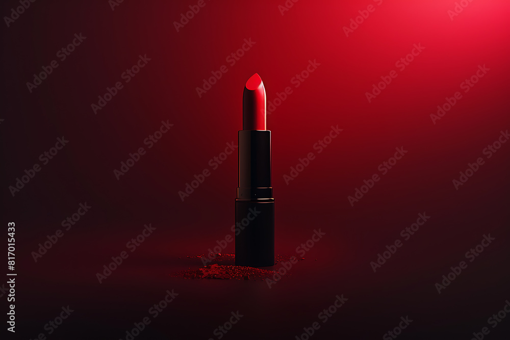 A vibrant lipstick displayed against a minimalist background, adding a pop of color to your cosmetics collection A vibrant lipstick displayed against a minimalist background, adding a pop of color to your cosmetics collection