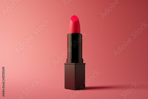 A vibrant lipstick displayed against a minimalist background, adding a pop of color to your cosmetics collection