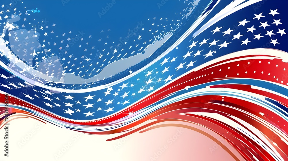 Vibrant American Flag Patriotic Design with Dynamic Waves and Flowing Stripes Vibrant American Flag Patriotic Design with Dynamic Waves and Flowing Stripes