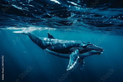 A lone humpback whale. Oceanic mammal
