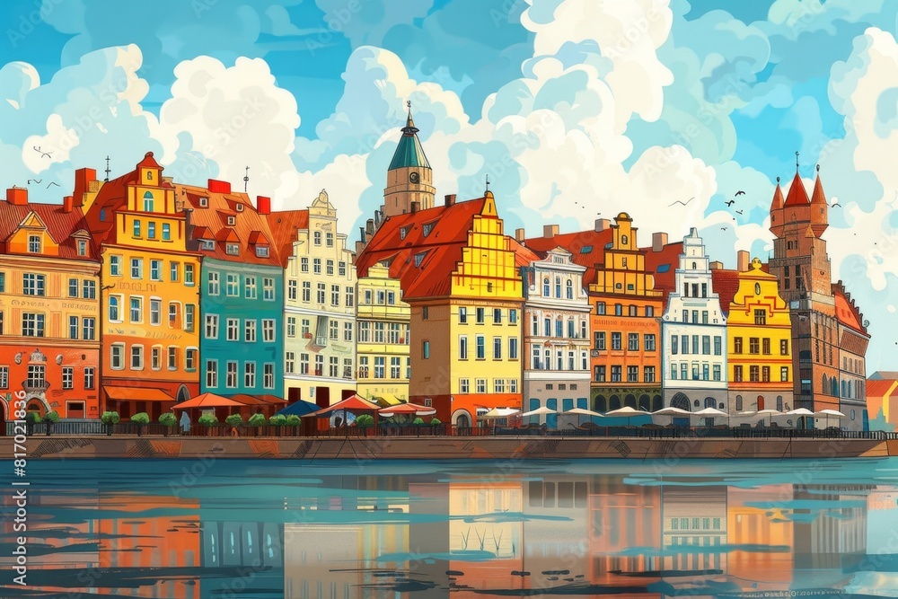 Fototapeta premium Illustration of Wrocław, Poland