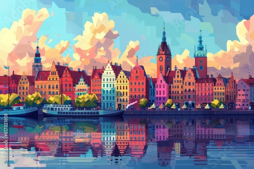 Illustration of Wrocław, Poland