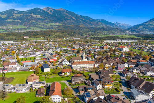 The village of Nenzing in the Walgau Valley, State of Vorarlberg, Austria. Drone Picture photo