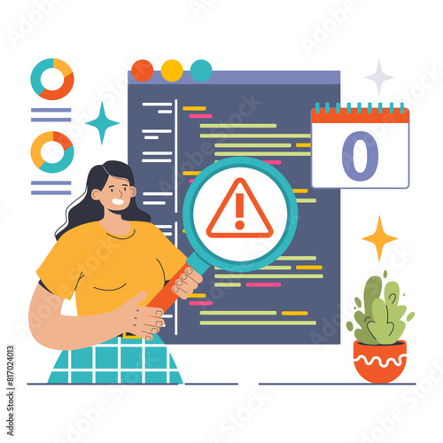 Zero day vulnerability discovered. Flat vector illustration