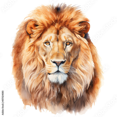 Lion head watercolor for artwork isolated on white background