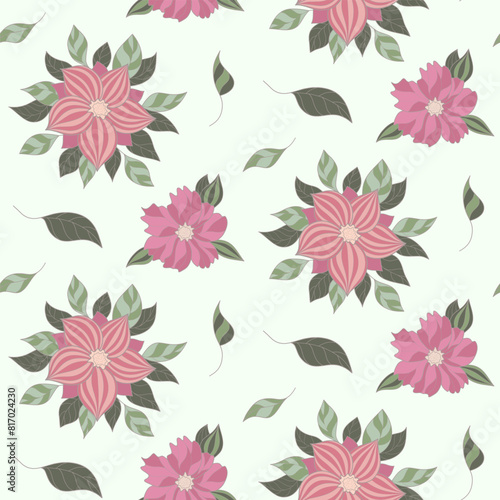 Floral pattern with flowers and leaves , seamless background with flowers and leaves.