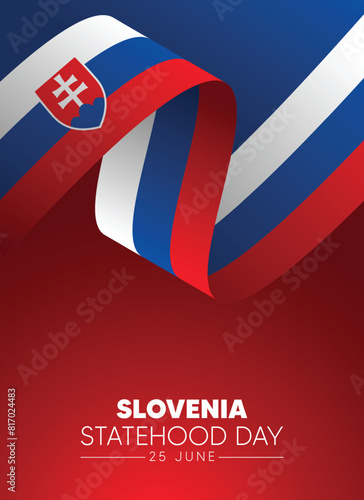Slovenia Statehood Day 25 June flag ribbon vector poster