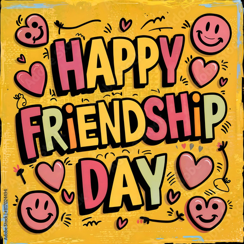 Happy friendship day text on yellow background