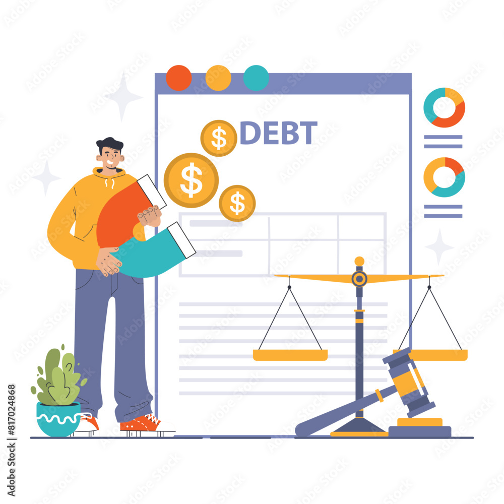 Debt Recovery concept. Flat vector illustration