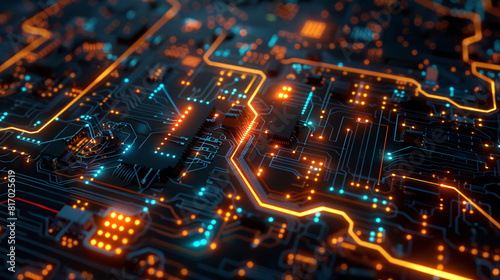 futuristic circuit board glowing technological abstract background graphic resource.