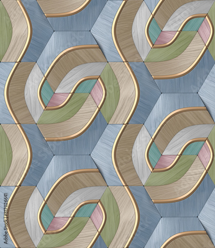 Elegant geometric 3D seamless pattern design photo
