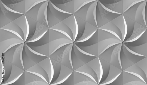 Abstract Floral Hexagon Pattern in Grayscale photo