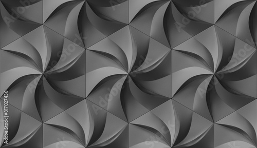 Abstract gray hexagonal floral 3D wall panel design